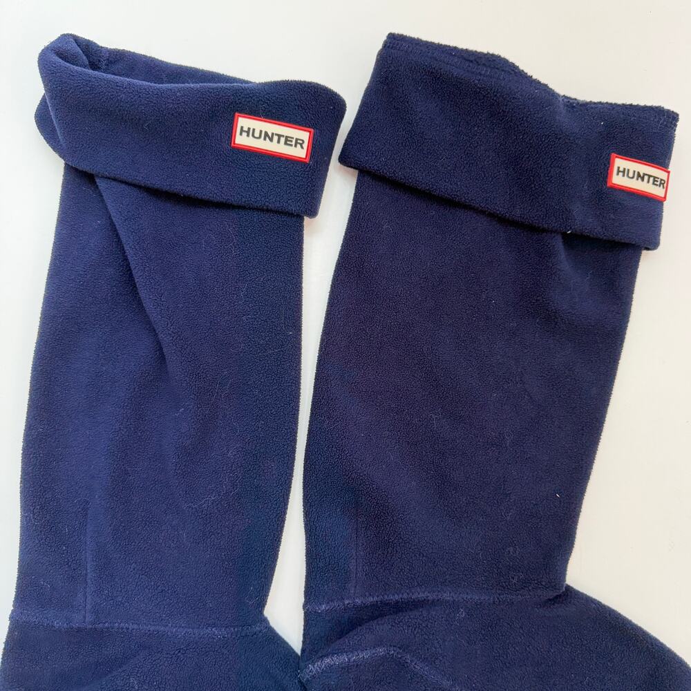 Hunter Navy Blue Fleece Boot Socks Large 8-10 - Picture 3 of 6